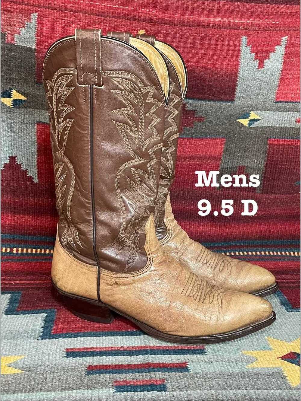 Men's Vintage Made in USA Nocona 2-tone Leather Cowboy Western Boots sz 9.5